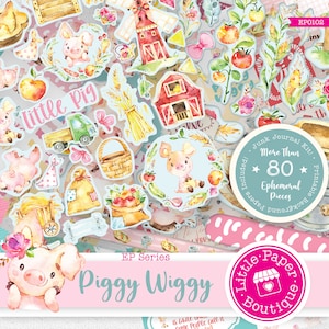 Pig Piglet Farmland Digital Paper and Clip Art, Farm Animal Digital Scrapbook Paper, Barnyard Digital Paper Pack, Farm Scrapbook Paper
