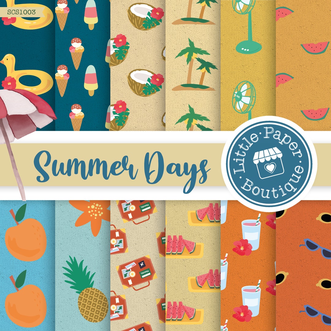 Summer Digital Paper Pack Pastel Summer Digital Pattern Commercial Use ...