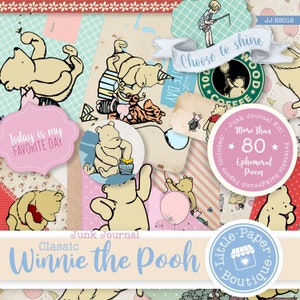 Winnie the Pooh Classic Digital Junk Journal Kit (FULL KIT) with Scrapbook Printable Papers, Tickets and Ephemera for COMMERCIAL Use