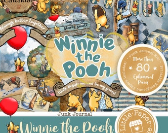 Winnie the Pooh Classic (#2) Digital Junk Journal Kit (FULL KIT) with Scrapbook Printable Papers, Tickets and Ephemera for COMMERCIAL Use