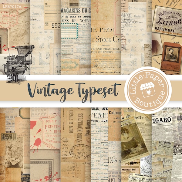 Vintage NewsPrint Collages. 4 designs from vintage newspapers for journals, scrapbooking, mix media, collages.