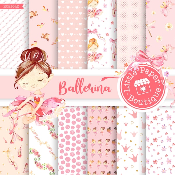 SEAMLESS Ballerina Digital Paper Digital Download Designs scrapbook birthday baby shower invitation craft projectsBallet