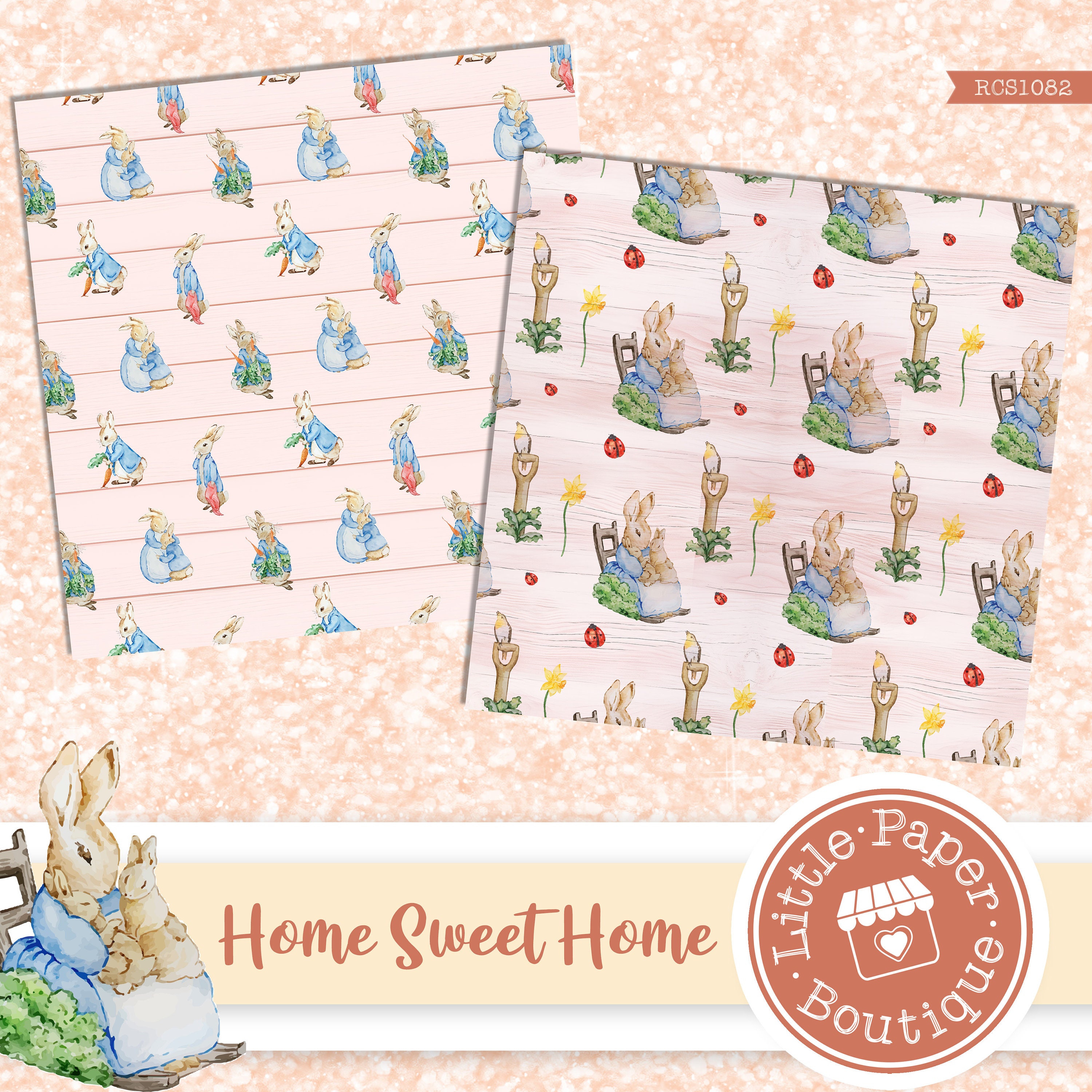 SEAMLESS Peter Rabbit by Beatrix Potter Digital Backgrounds A4 & Letter ...