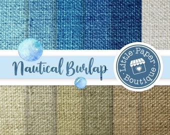 Nautical digital paper nautical scrapbook paper, beach background, Nautical Burlap, burlap for scrapbooking, Linen burlap digital paper