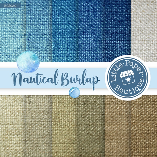 Nautical digital paper nautical scrapbook paper, beach background, Nautical Burlap, burlap for scrapbooking, Linen burlap digital paper