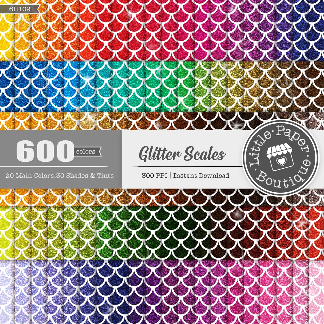 600pcs Glitter Scales Background Digital Paper Pack for Commercial Use ...
