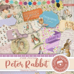 Peter Rabbit di Beatrix Potter Digital Junk Journal Kit (KIT COMPLETO) con documenti stampabili, biglietti ed effimeri per uso COMMERCIALE