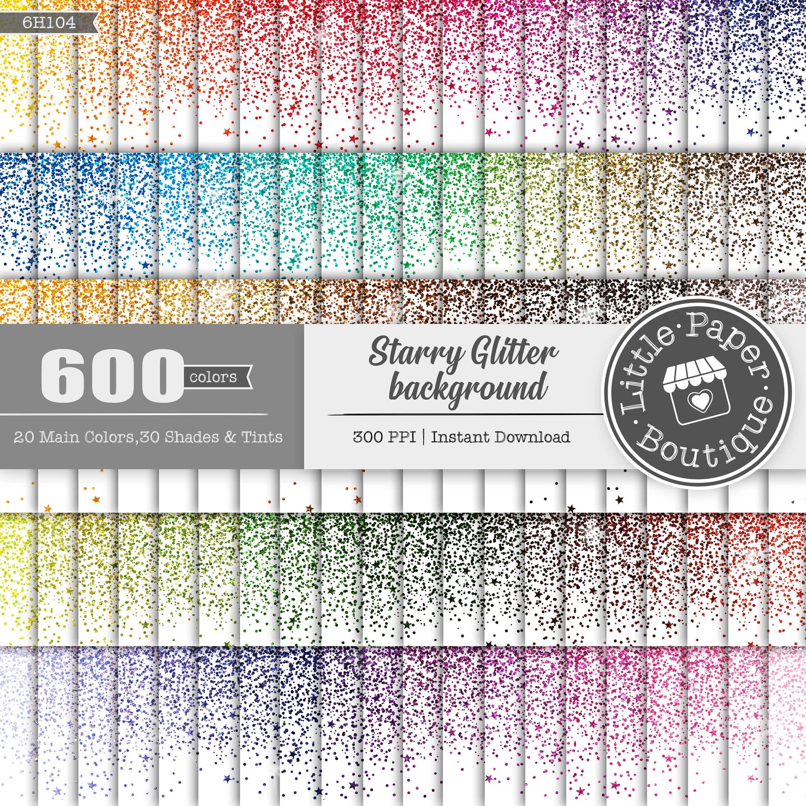 600pcs Glitter TRANSPARENT Background Digital Paper Pack Commercial Use ...