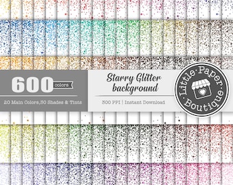 600pcs Glitter TRANSPARENT Background Digital Paper Pack Commercial Use (Seamless Design) gold glitter digital paper Glitter Stars Paper