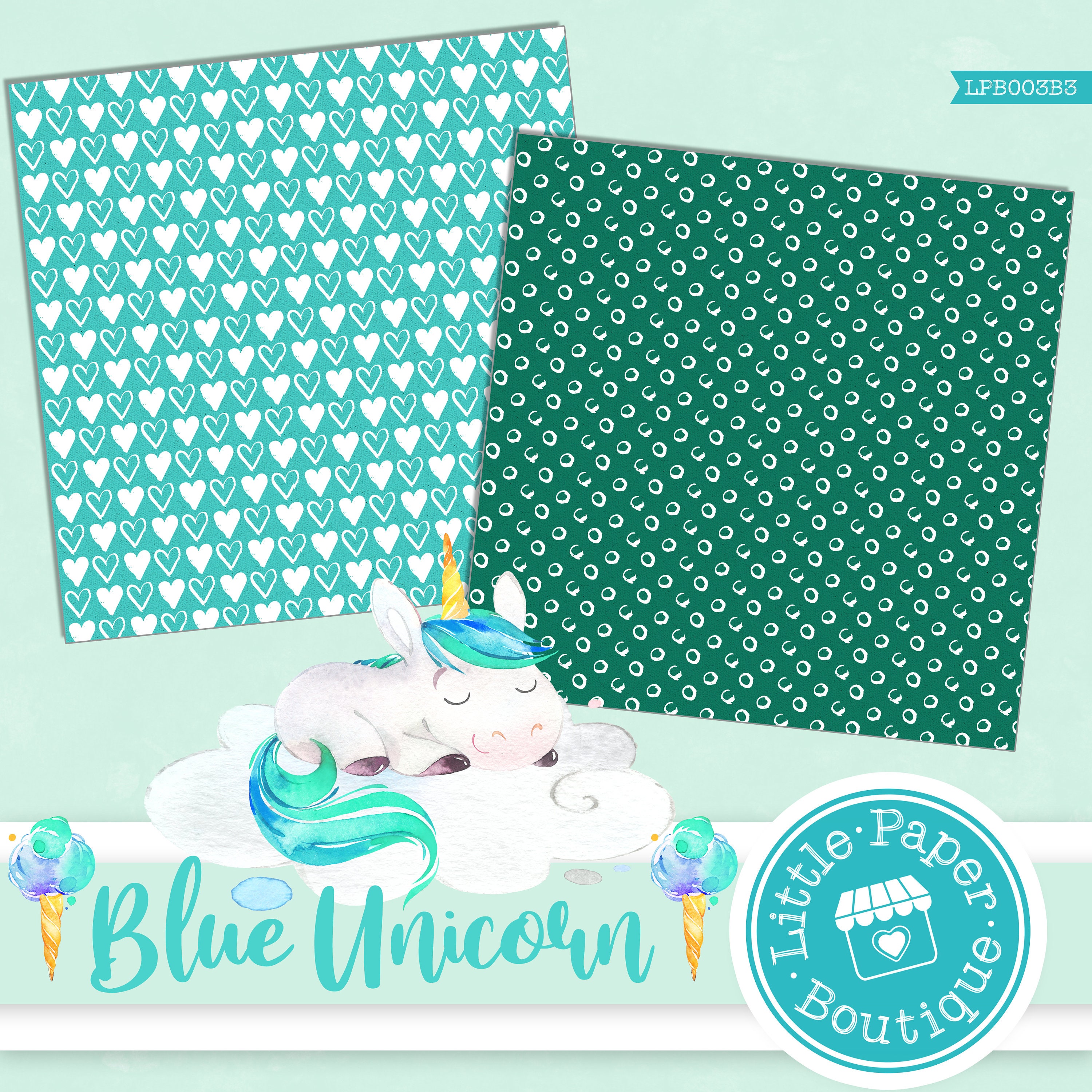 Unicorn Digital Paperscrapbook Paper Whimsical Digital Etsy