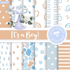 Baby Boy Digital Paper, SEAMLESS Little boy digital paper,Digital Paper Pack, SEAMLESS Background, Baby Boy Pattern, Blue baby Boy
