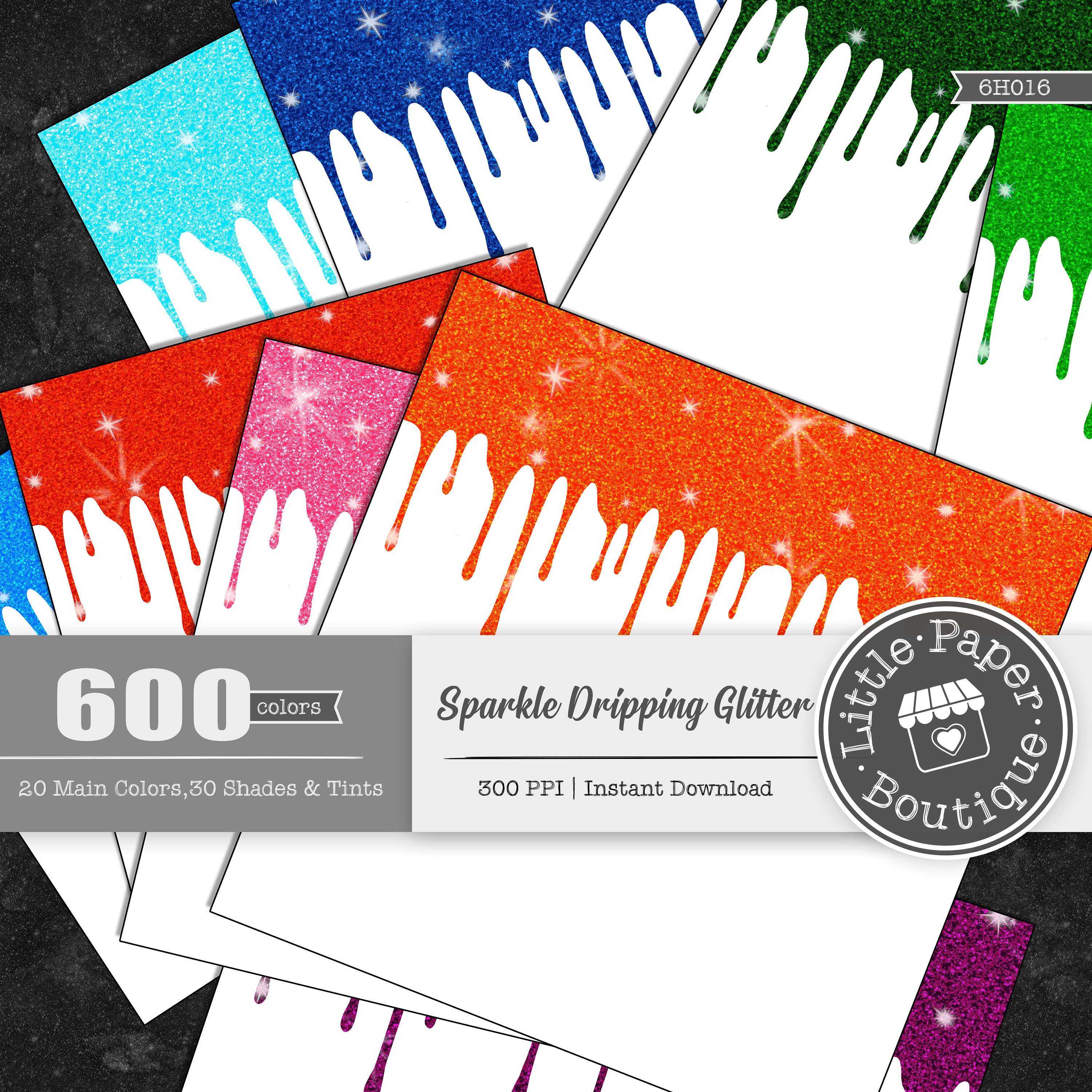 600pcs Dripping Glitter Background Digital Paper Pack for Commercial ...