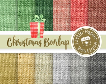 Christmas Burlap Digital Paper - Linen Natural Background, Textures, Holiday Digital Scrapbook Paper Pack Solid Natural Burlap Rustic Burlap