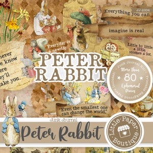 Peter Rabbit di Beatrix Potter Digital Junk Journal Kit (KIT COMPLETO) con documenti stampabili, biglietti ed effimeri per uso COMMERCIALE