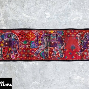 Multicoloured Embroidered Mirror embellished Elephant Indian Tapestry Wall Hanging/ Embroidery Art Work / Made in India Rajasthan
