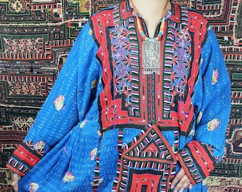 Vintage Hand-embroidered Balochi Afghan Tunic, Pakistan Dress, Size L