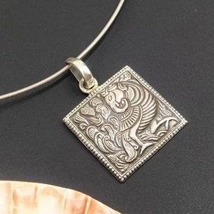 Antique Tribal 92.5% Oxidised Sterling Silver AMULET Pendant W/t 925 Sterling Silver Neck Piece Rajasthan India/ Ethnic Unisex Necklace