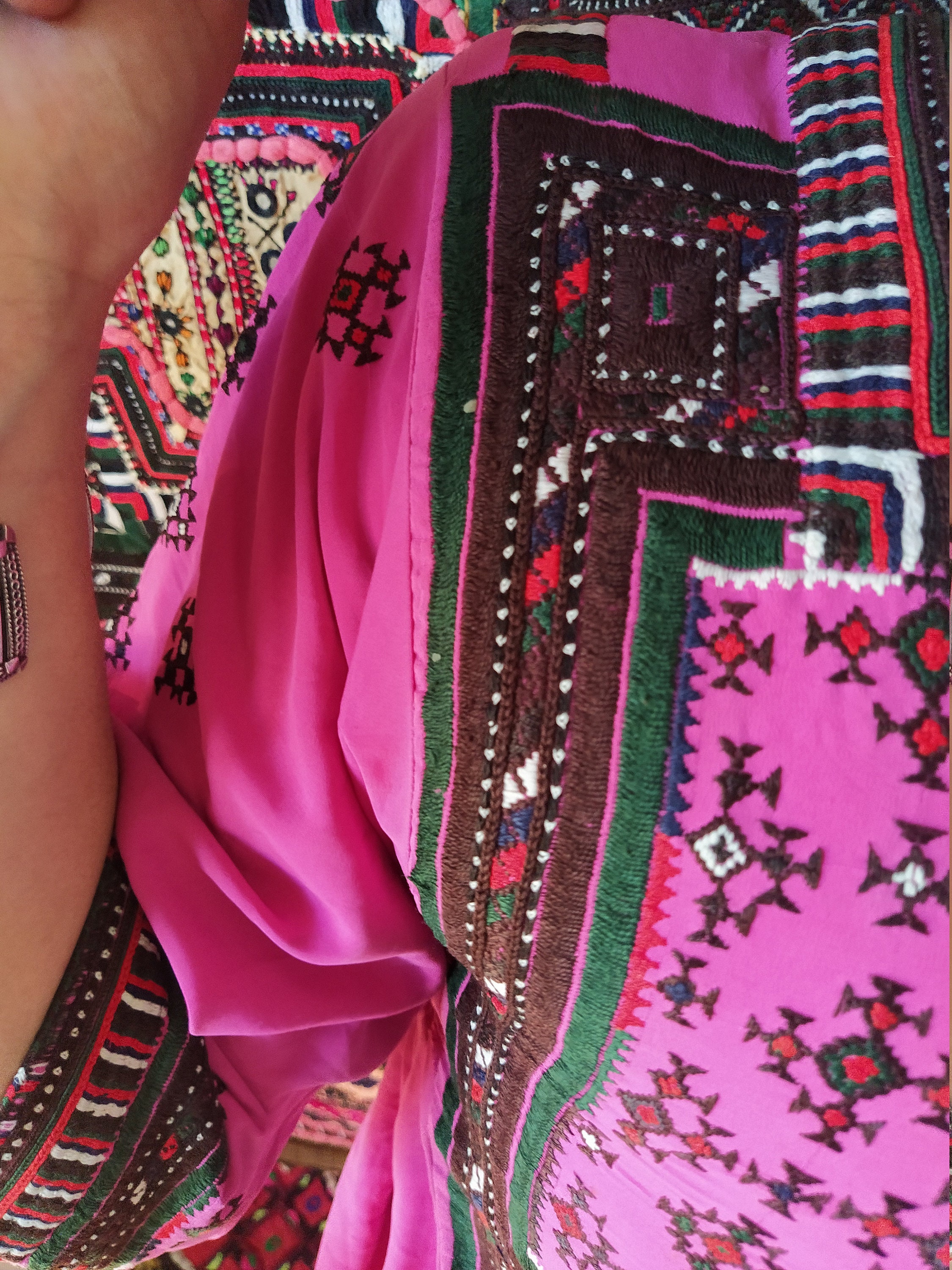 Balochi Dress, Hand Embroidery, Pink Baloch, Cotton Embroidery, Vintage ...