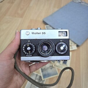 Appareil Photo Rollei 35 TE Argentique Compact Années 80 - Chrome - Avec Housse