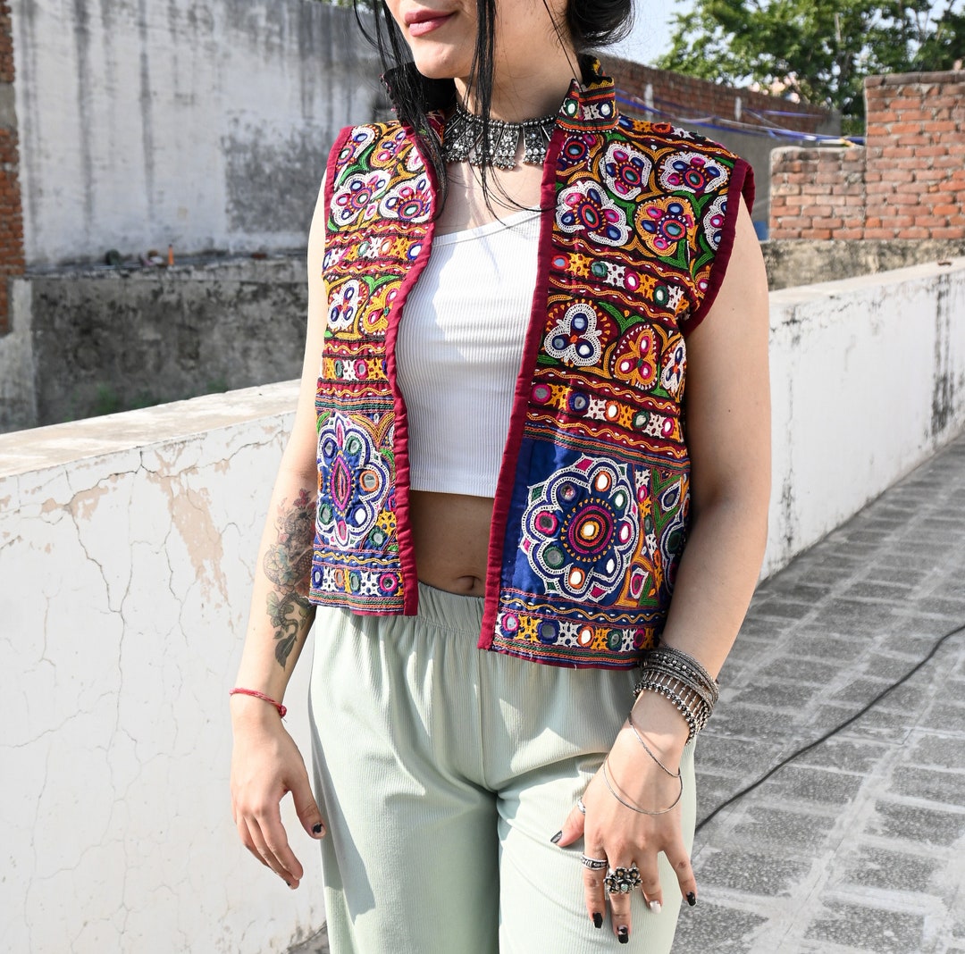 Size Customizable Vintage Handembroidered Women's Vest by Mochi