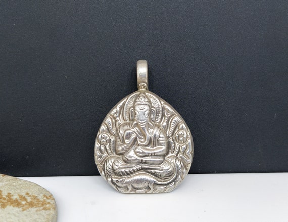 Pendentif Ganesha En Argent Sterling 925 Oxydé – Artisanal, Antique – Livraison Offerte ?