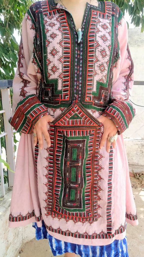 2000s Vintage Pink Afghan Traditional Handembroid… - image 8