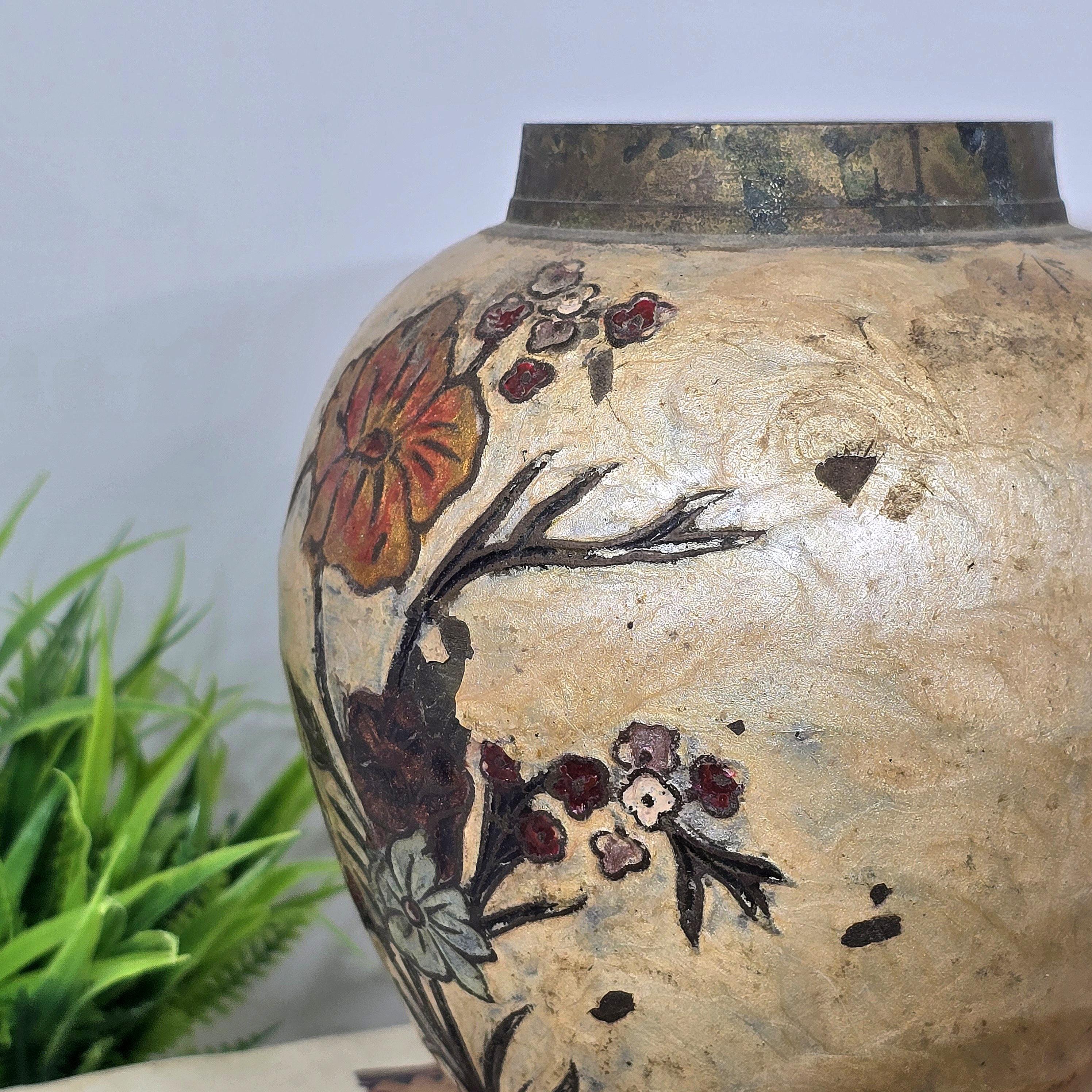 古い中国の七宝焼き花瓶 - 20 世紀初頭 / 1920 年代のアンティークの