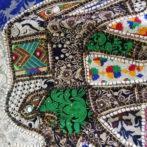 Multicoloured Embroidered Mirror embellished Elephant Wall Hanging/ Embroidery Art Work