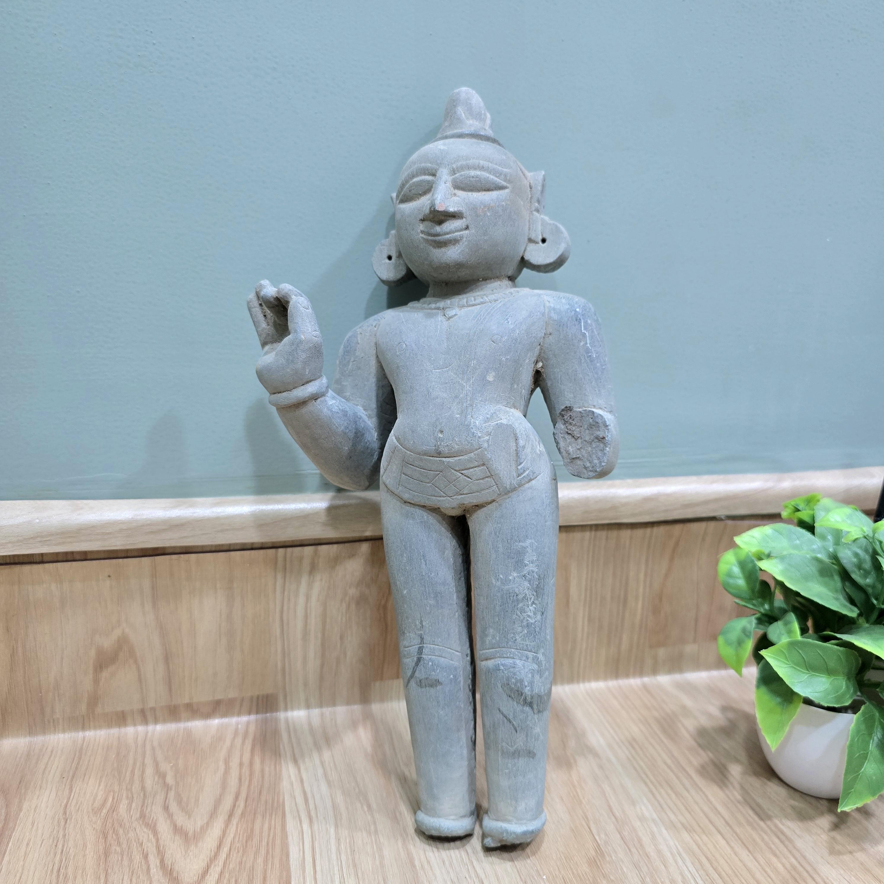 アンティーク　古い仏像 1800年代の希少なアンティークの精巧な石仏像 / ヴィンテージの優れた
