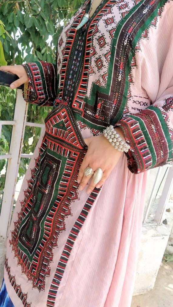 2000s Vintage Pink Afghan Traditional Handembroid… - image 5