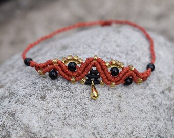 Orange Macrame Anklet: Sun's Warmth on Your Foot