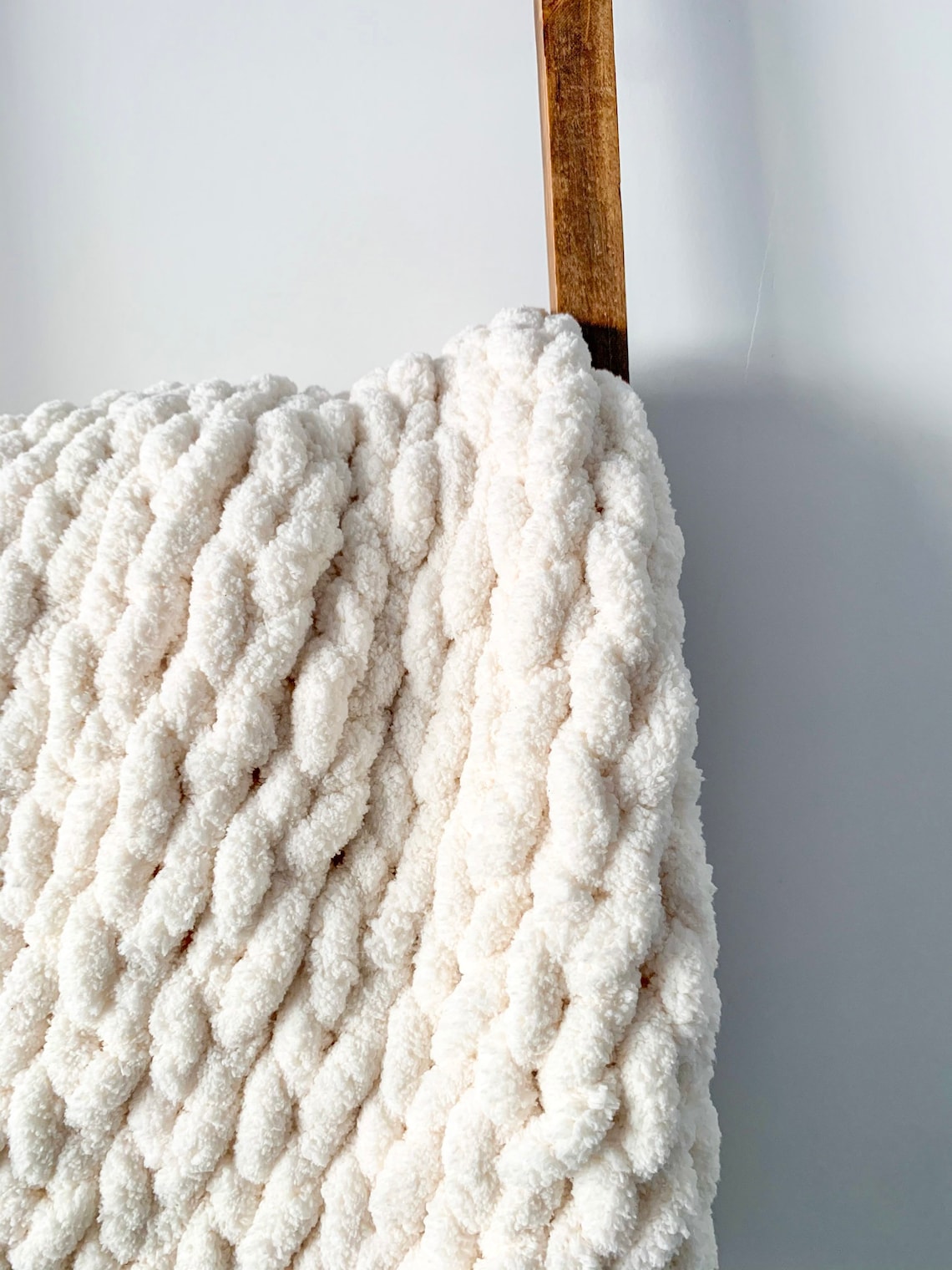 Cream Chunky Knit Blanket Soft Chenille Handknit Throw Etsy