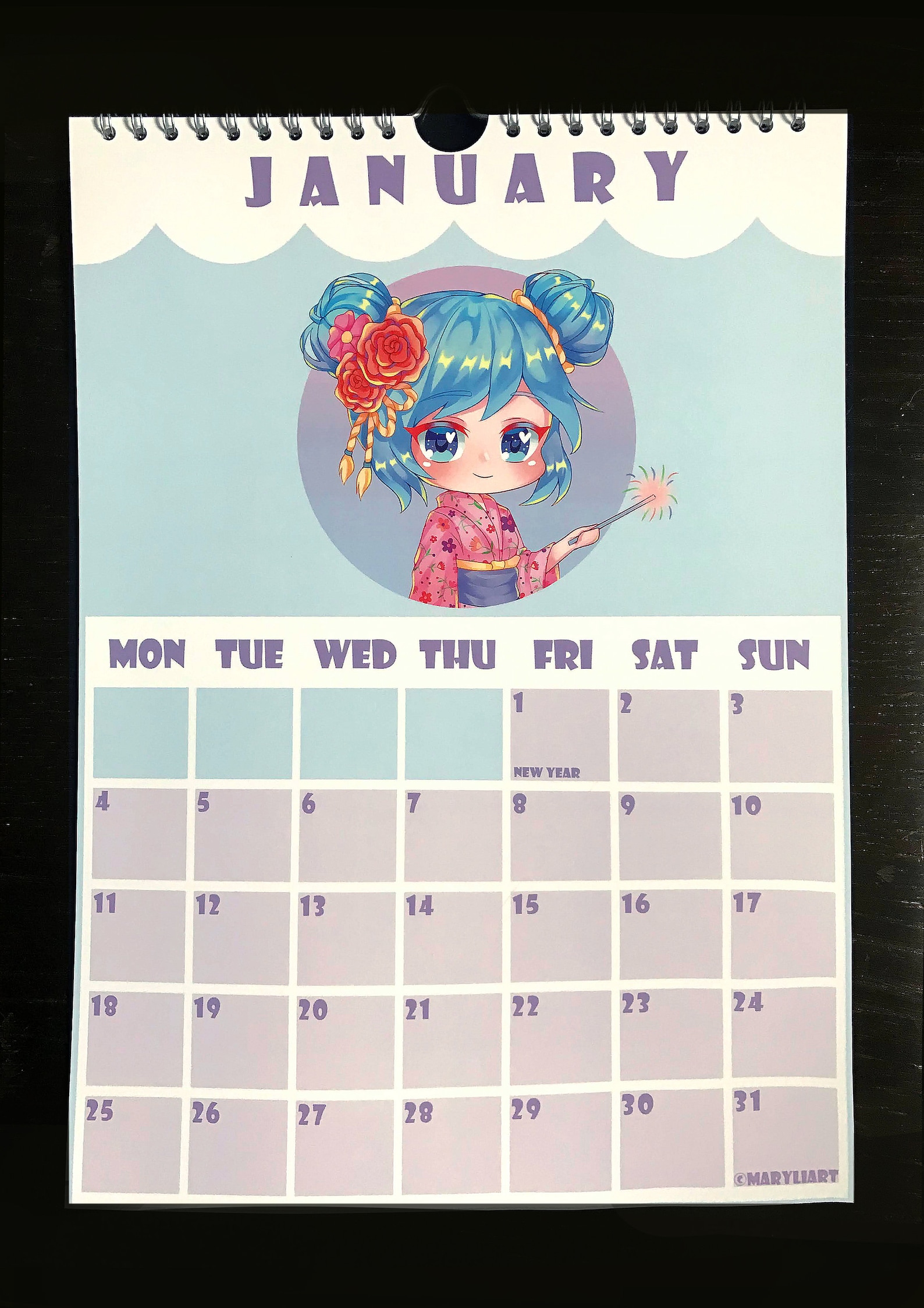 2021 Cute Chibi Calendar/ anime girl calendar/ A4 wall Etsy