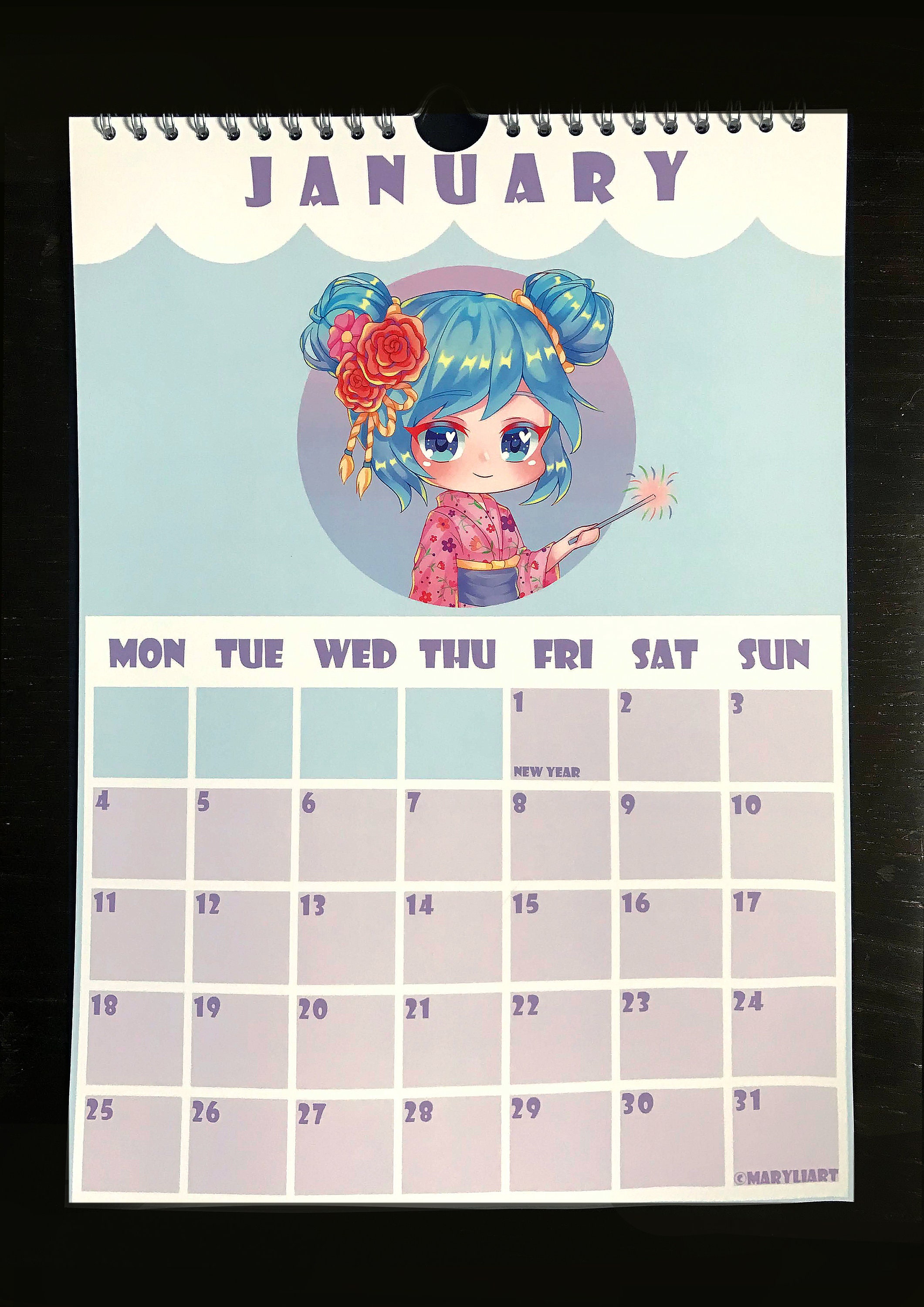 2021 Cute Chibi Calendar/ anime girl calendar/ A4 wall Etsy