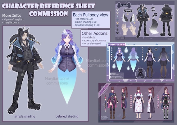 OPEN - Character Design/ Reference Sheet Custome/ Character design/ digital commission/ anime design/ Vtuber design