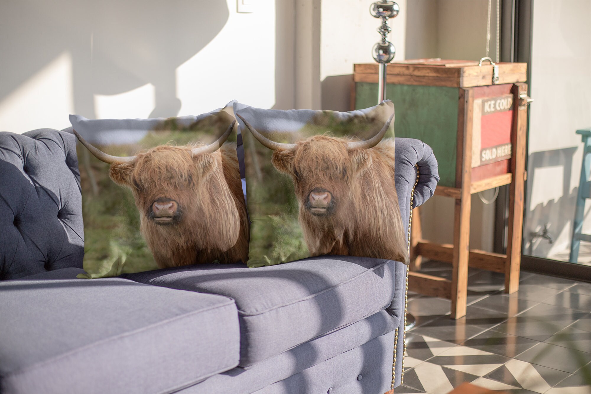 Highland cow pillow boho cow nursery cow pillow cover cow Etsy