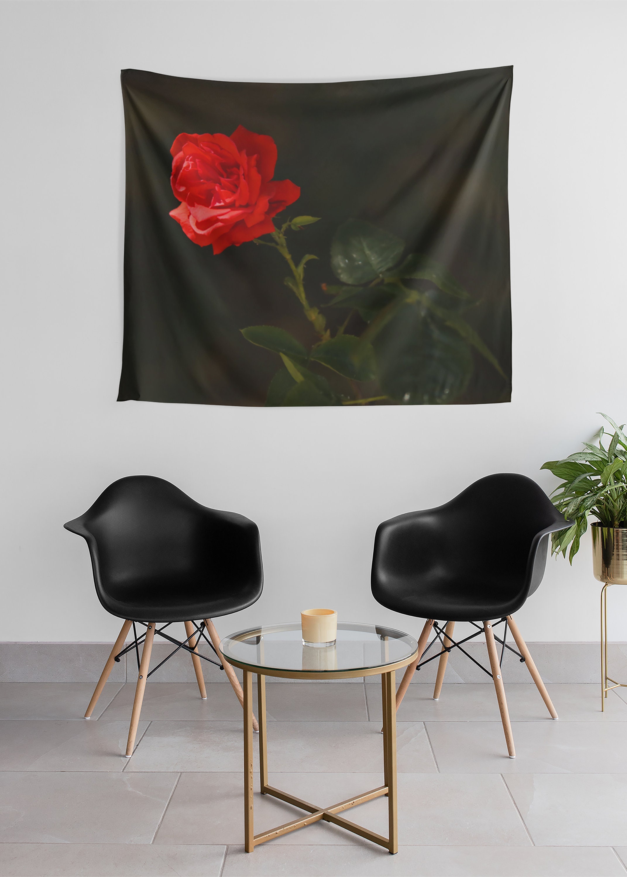 Red rose wall art rose wall tapestry floral wall decor Etsy