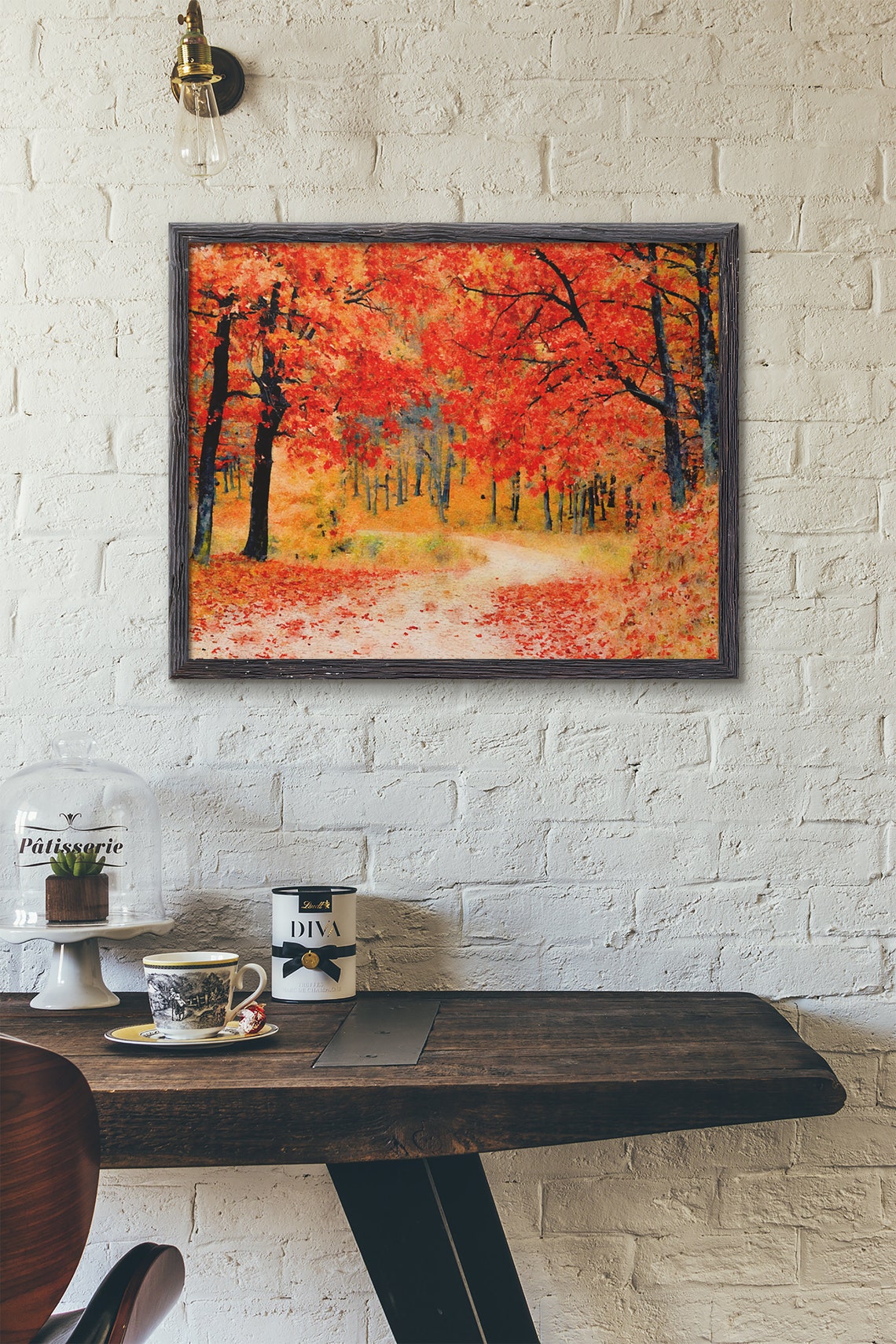 Autumnal wall art autumn painting forest wall decor forest Etsy