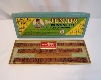 Vintage Junior Printing Set of Rubber Stamps - Superior Type-C (1930s)