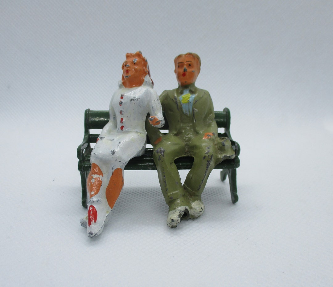 Barclay Man and Women Sitting on Park Bench - Etsy