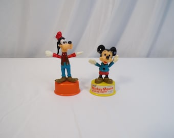 Vintage Gabriel Disney's Mickey Mouse and Goofy Push Puppets (1970s)