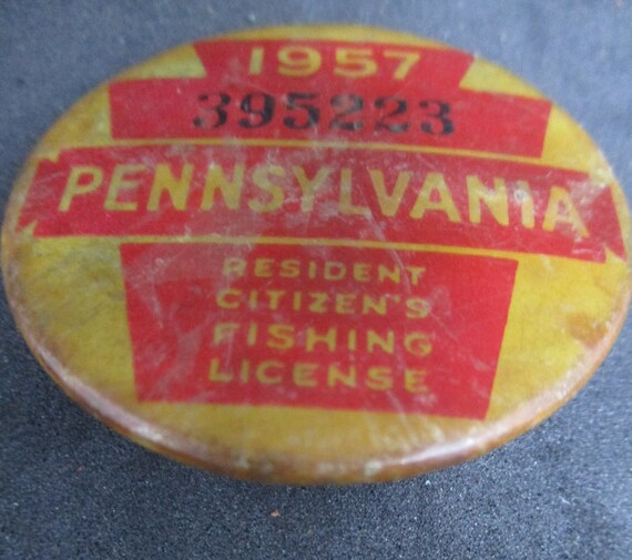 1957 Pennsylvania Fishing License Pin 