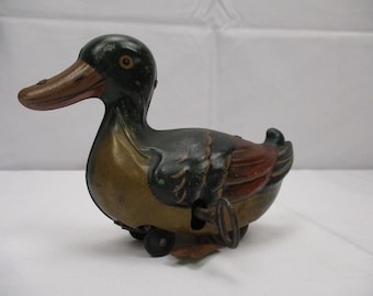 1920's Wind Up Tin Litho Duck with Key
