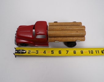 Hubley Kiddie Toy No. 469 Red Diecast Logging Truck (1950