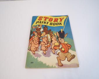 Vintage Whitman "696" Story Paint Book (1939)