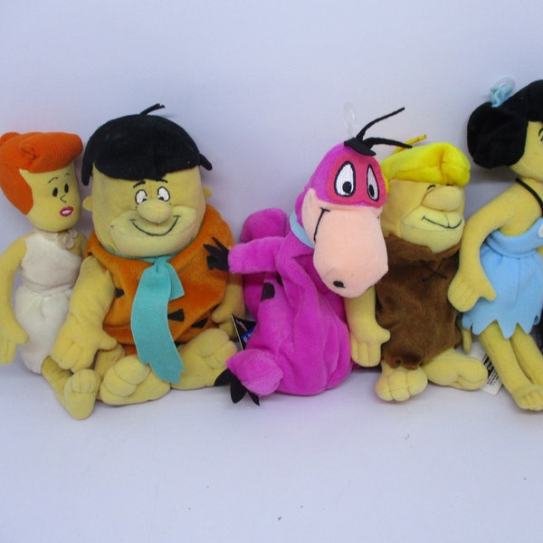 Warner Brothers Flintstones Bean Bag Plushes (Fred, Wilma, Barney, Betty, and Dino)