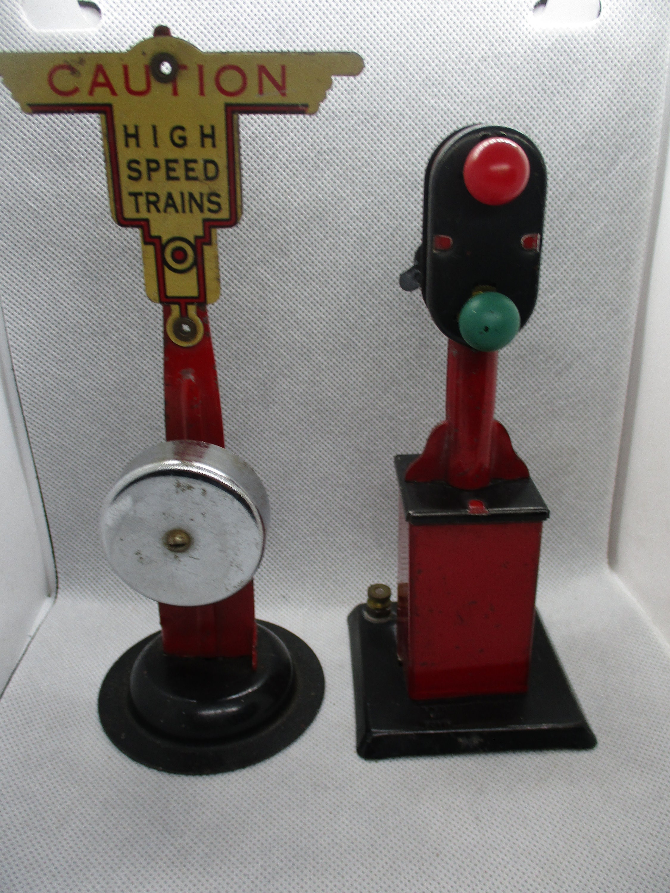 Marx Vintage Caution High Speed Train Sign and Traffic Light