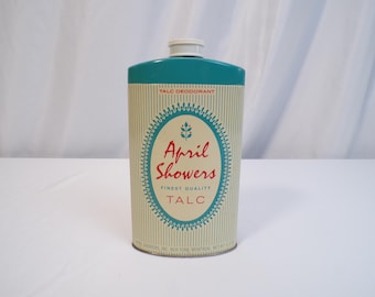 Vintage April Showers Finest Quality Talc Container (40s-50s)