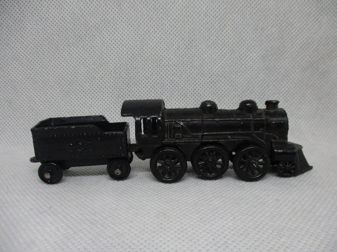 Black Cast Metal Small Train Engine and Coal Car Etsy
