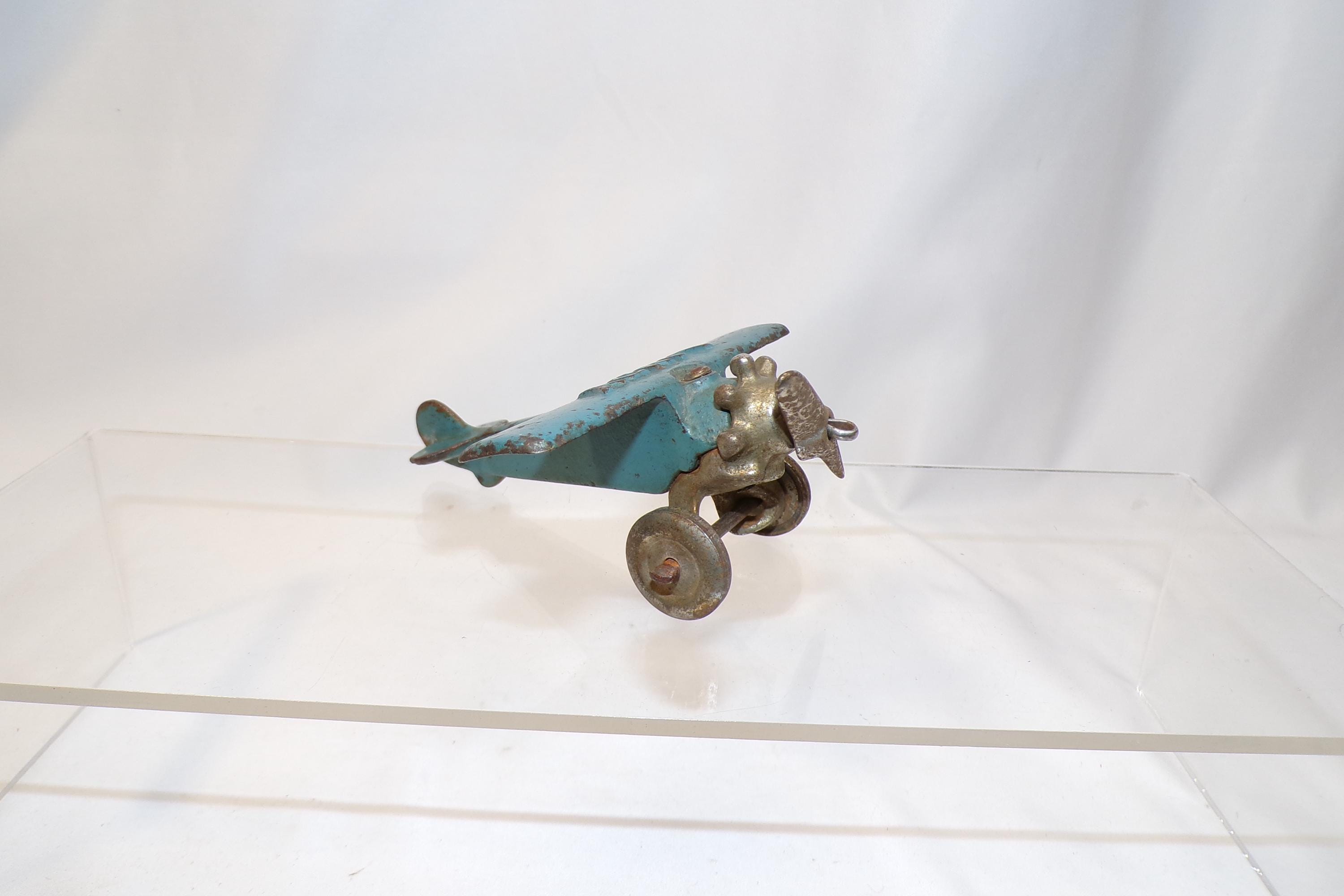 1930s Lindly Hubley Cast Iron Toy Blue Airplane